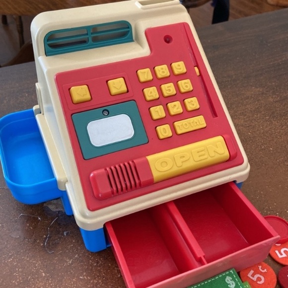 Vintage 1995 Hasbro My First Cash Register Toy with Play Money & Coins retro - Picture 4 of 4